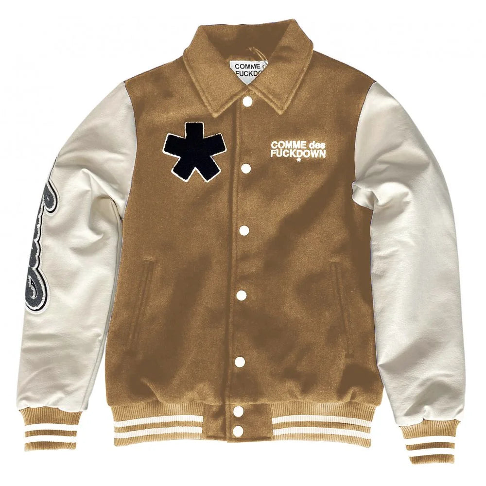 Comme Des Fuckdown Chic Cotton and Faux Leather Bomber Jacket - M - Bomber Jackets