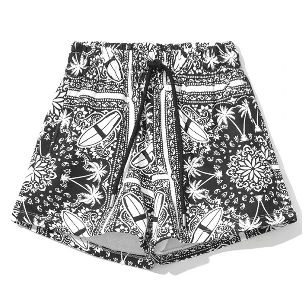 Comme Des Fuckdown Chic Monochrome Palms Cotton Shorts - Jogger Shorts