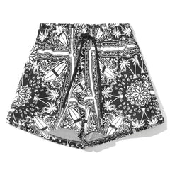 Comme Des Fuckdown Chic Monochrome Palms Cotton Shorts - Jogger Shorts
