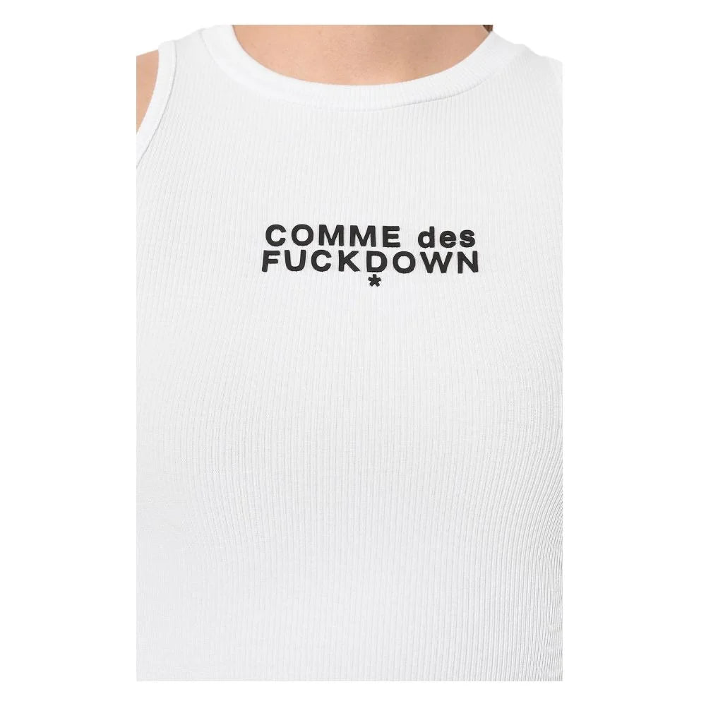 Comme Des Fuckdown White Cotton Women Cropped T-Shirt - T-Shirts