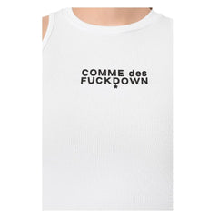 Comme Des Fuckdown White Cotton Women Cropped T-Shirt - T-Shirts