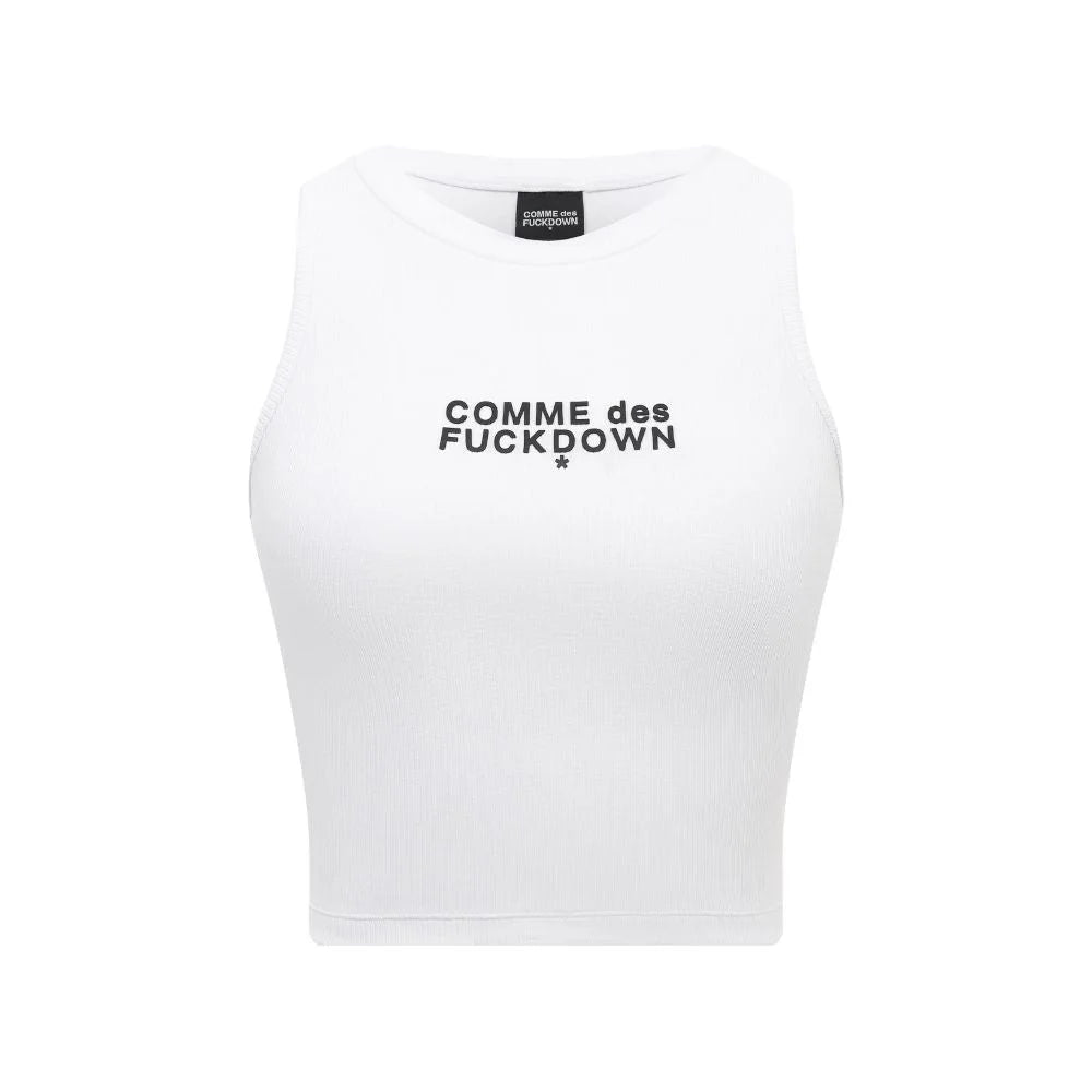 Comme Des Fuckdown White Cotton Women Cropped T-Shirt - T-Shirts