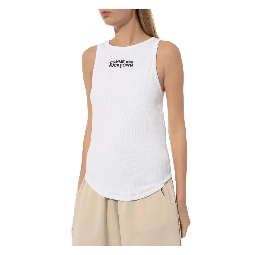 Comme Des Fuckdown White Cotton Women Top - IT36|XXS - Tank Tops