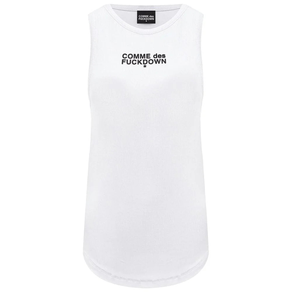 Comme Des Fuckdown White Cotton Women Top - IT36|XXS - Tank Tops