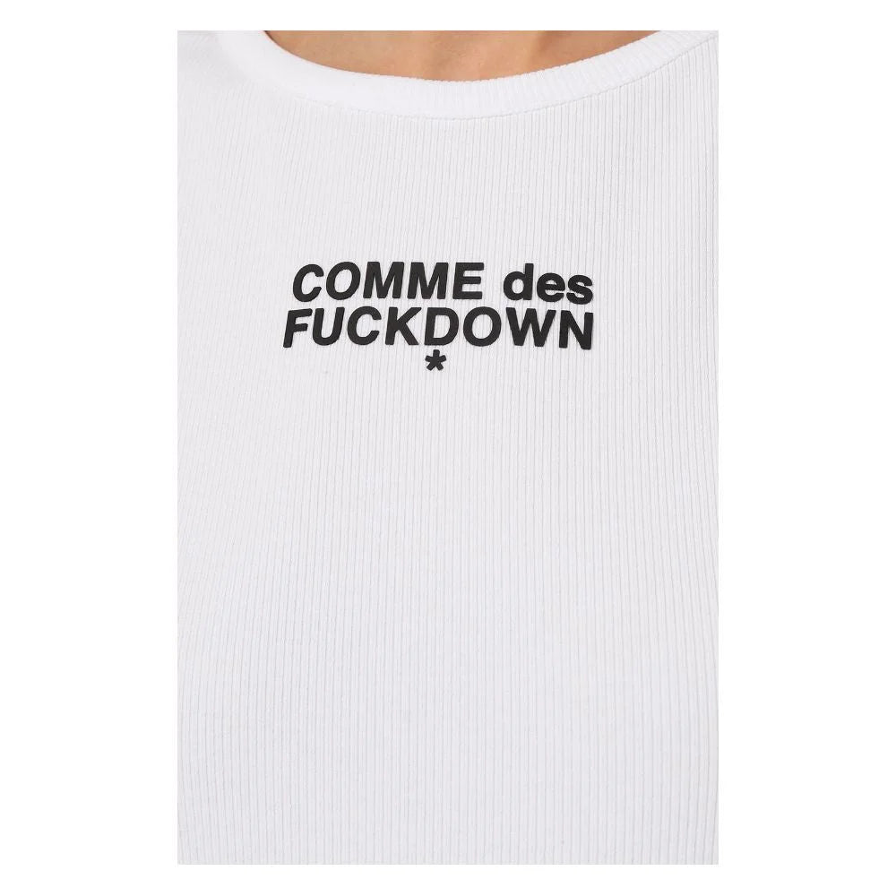Comme Des Fuckdown White Cotton Women Top - IT36|XXS - Tank Tops