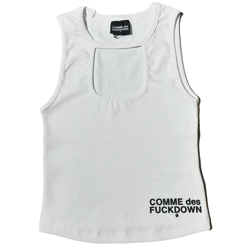 Comme Des Fuckdown White Cotton Women Top - Tank Tops