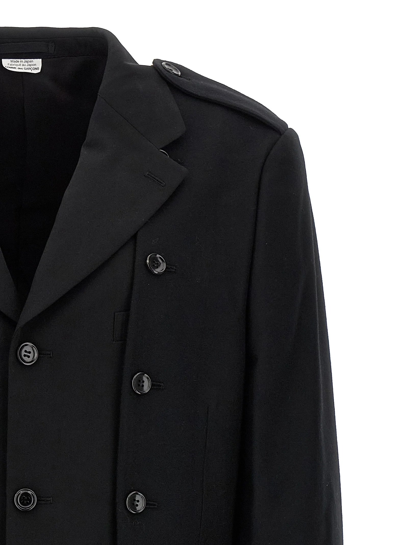 Comme Des Garçons Black Wool Coat - L