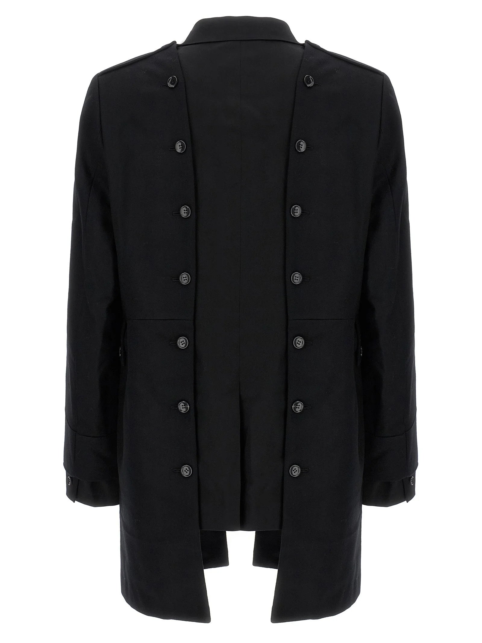 Comme Des Garçons Black Wool Coat - L