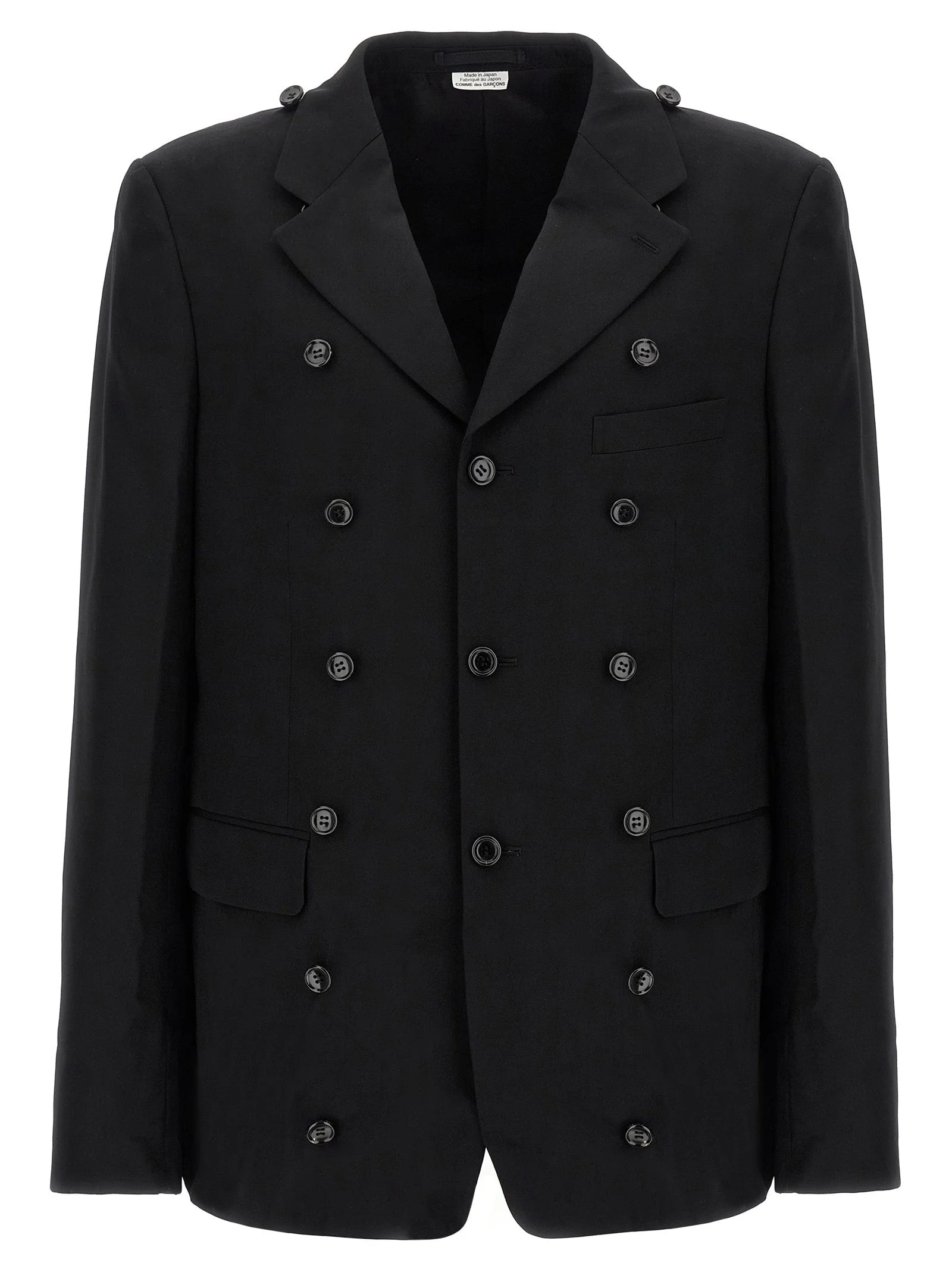 Comme Des Garçons Black Wool Coat - L