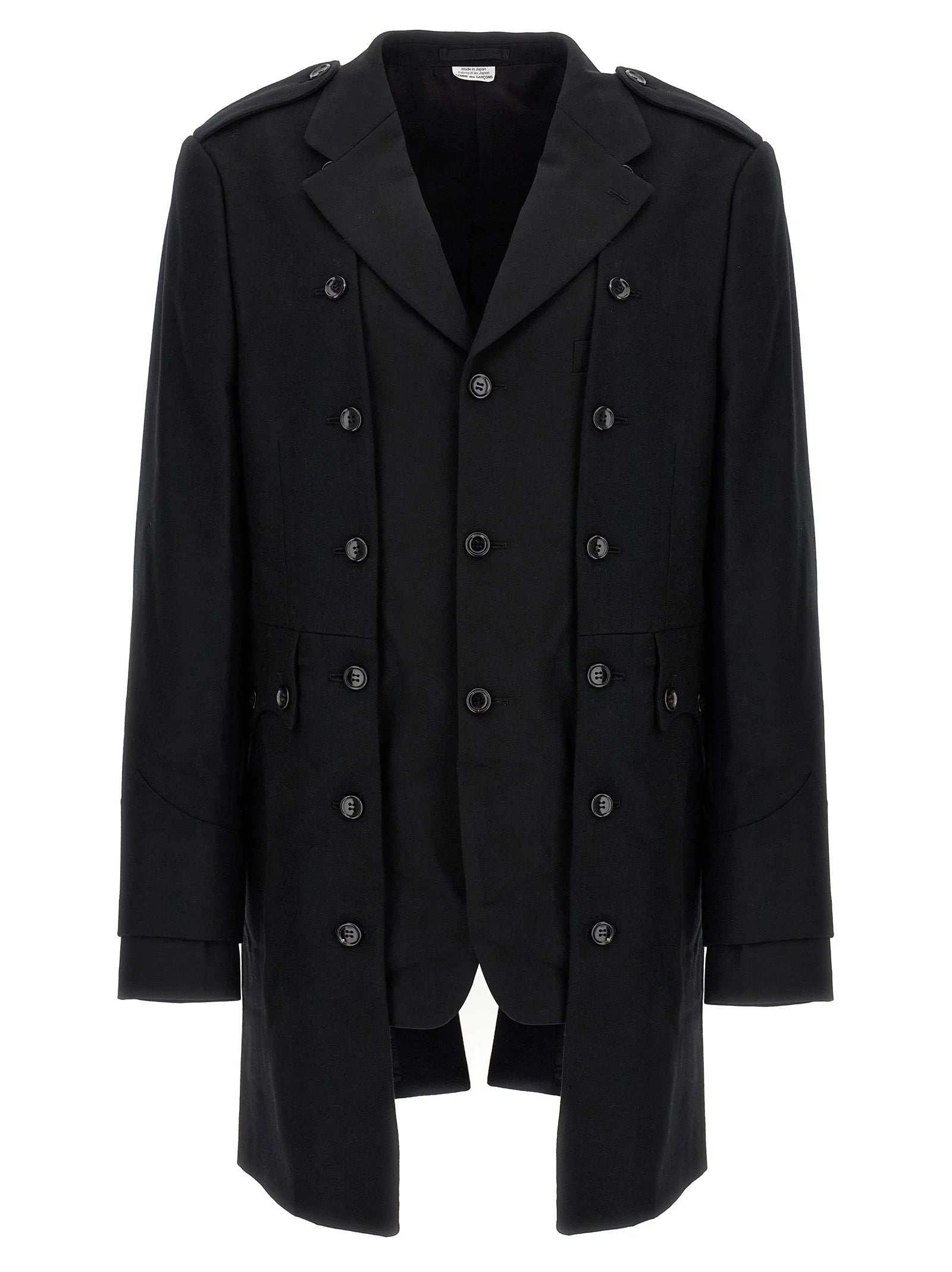 Comme Des Garçons Black Wool Coat - L