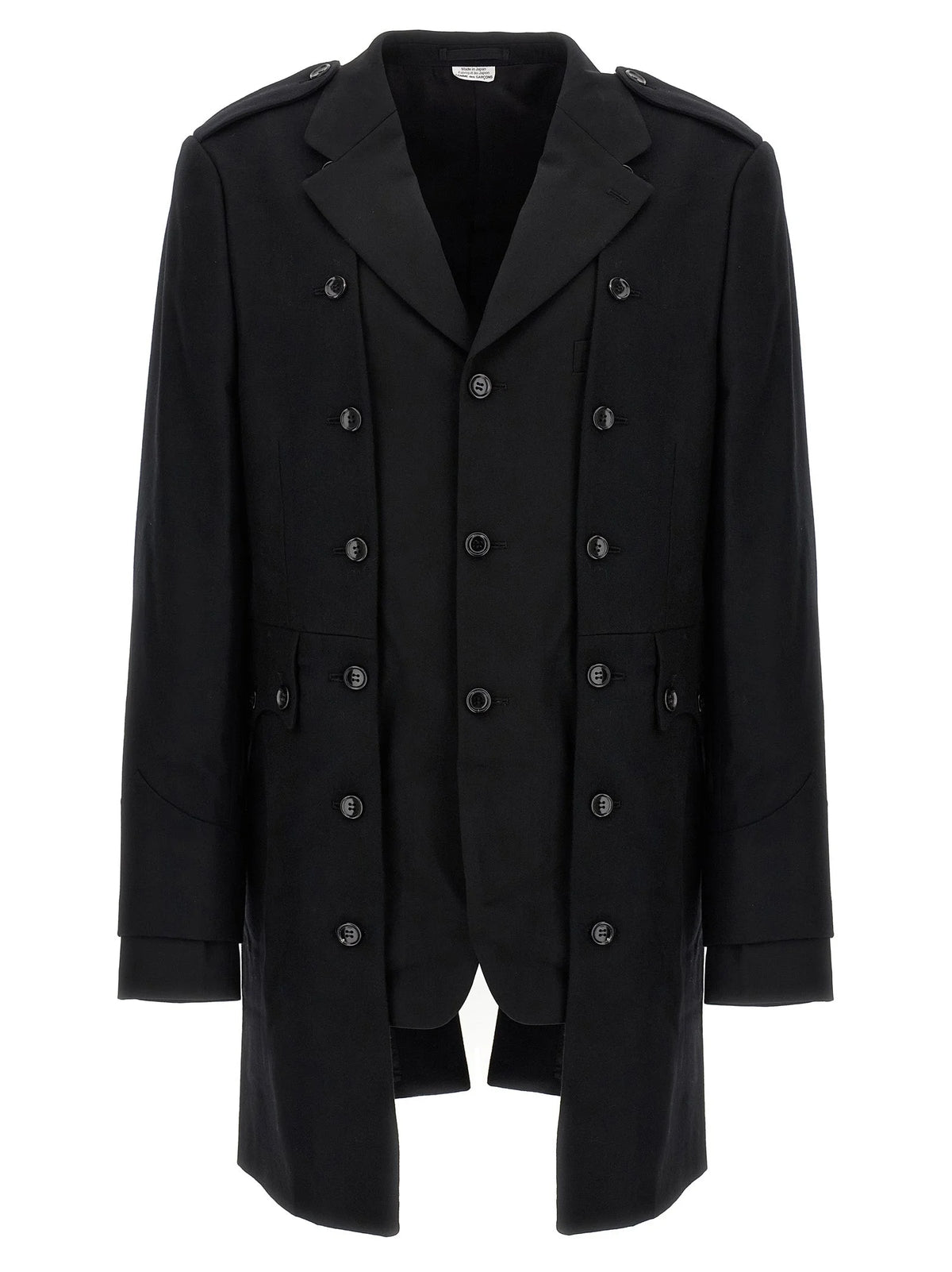 Comme Des Garçons Black Wool Coat - L