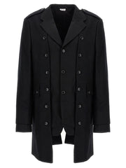 Comme Des Garçons Black Wool Coat - L