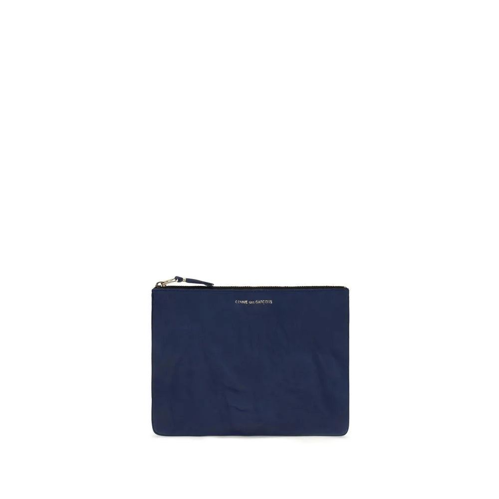 Billetera Comme Des Garçons azul en cuero beige Bos Taurus