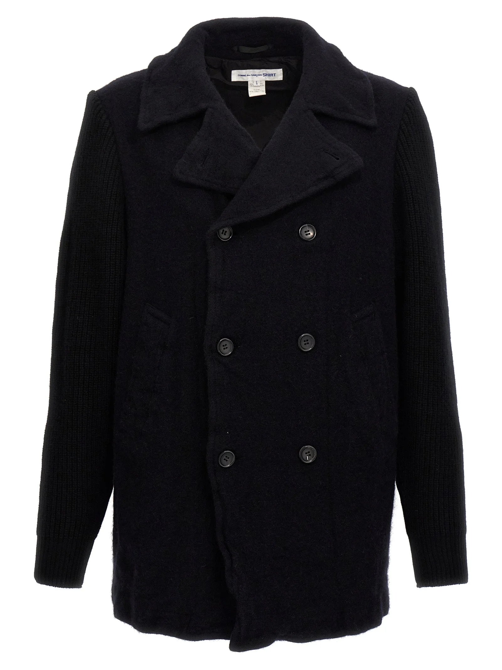 Comme Des Garçons Blue Wool Coat - L