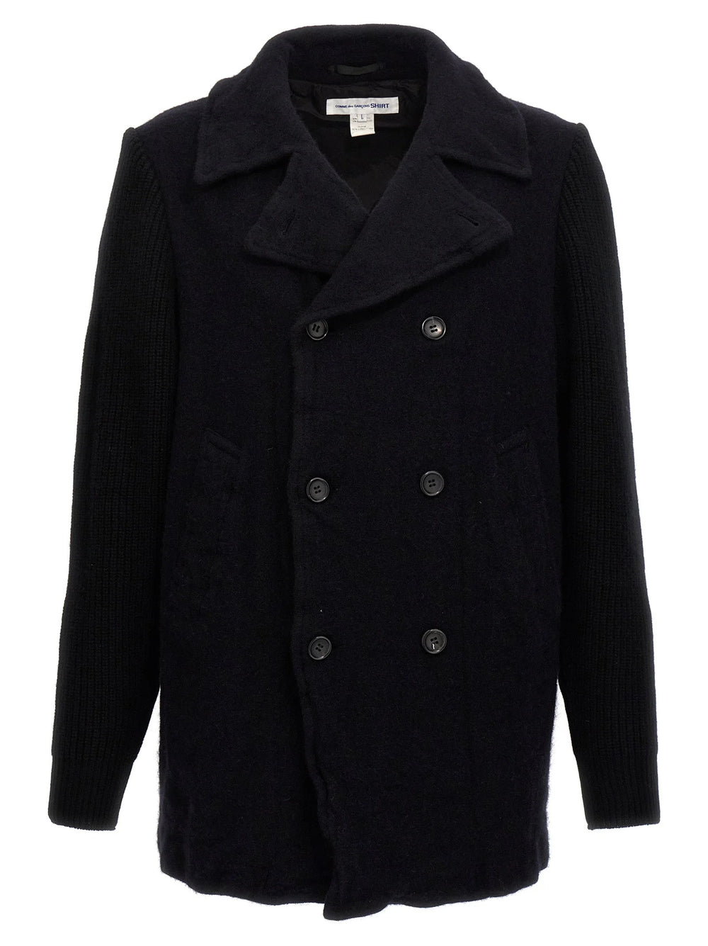 Comme Des Garçons Blue Wool Coat - L