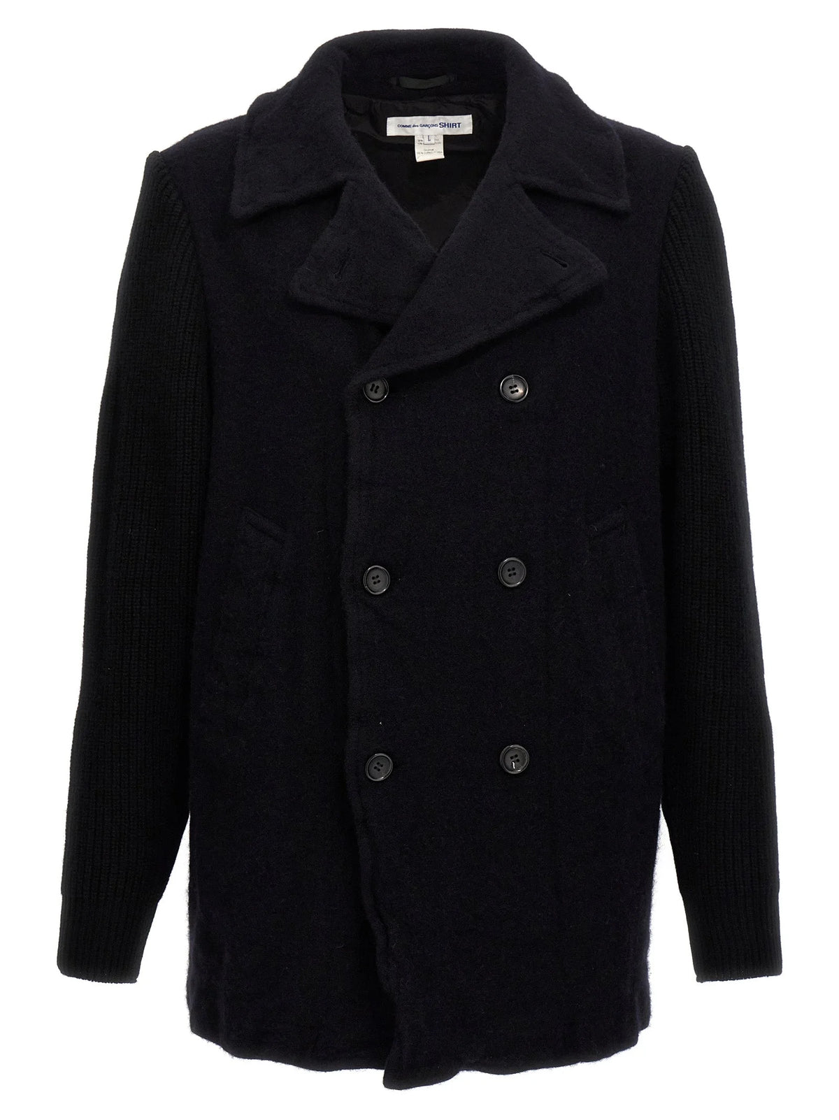 Comme Des Garçons Blue Wool Coat - L