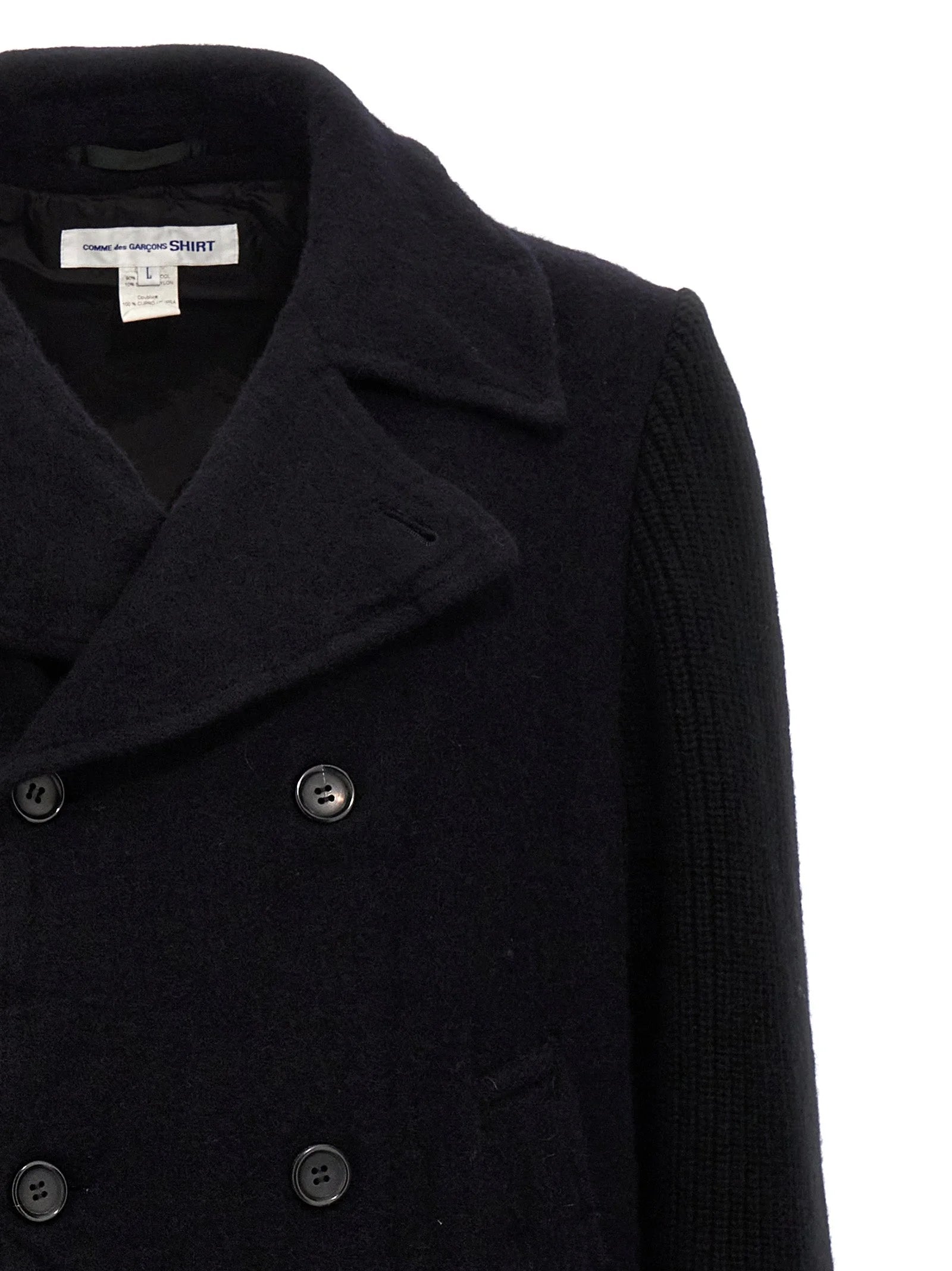 Comme Des Garçons Blue Wool Coat - L