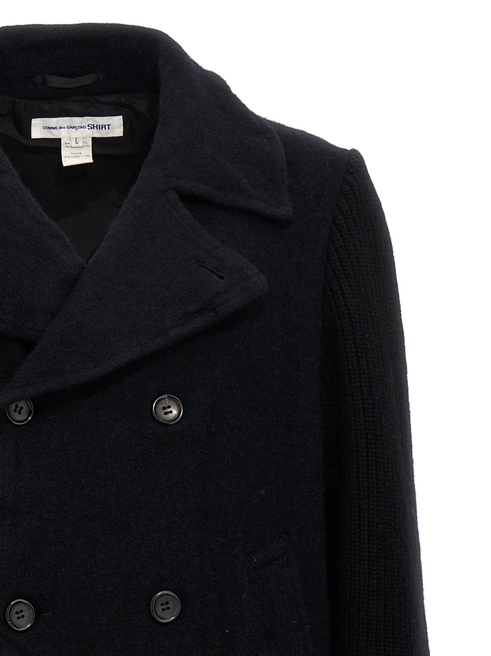 Comme Des Garçons Blue Wool Coat - L