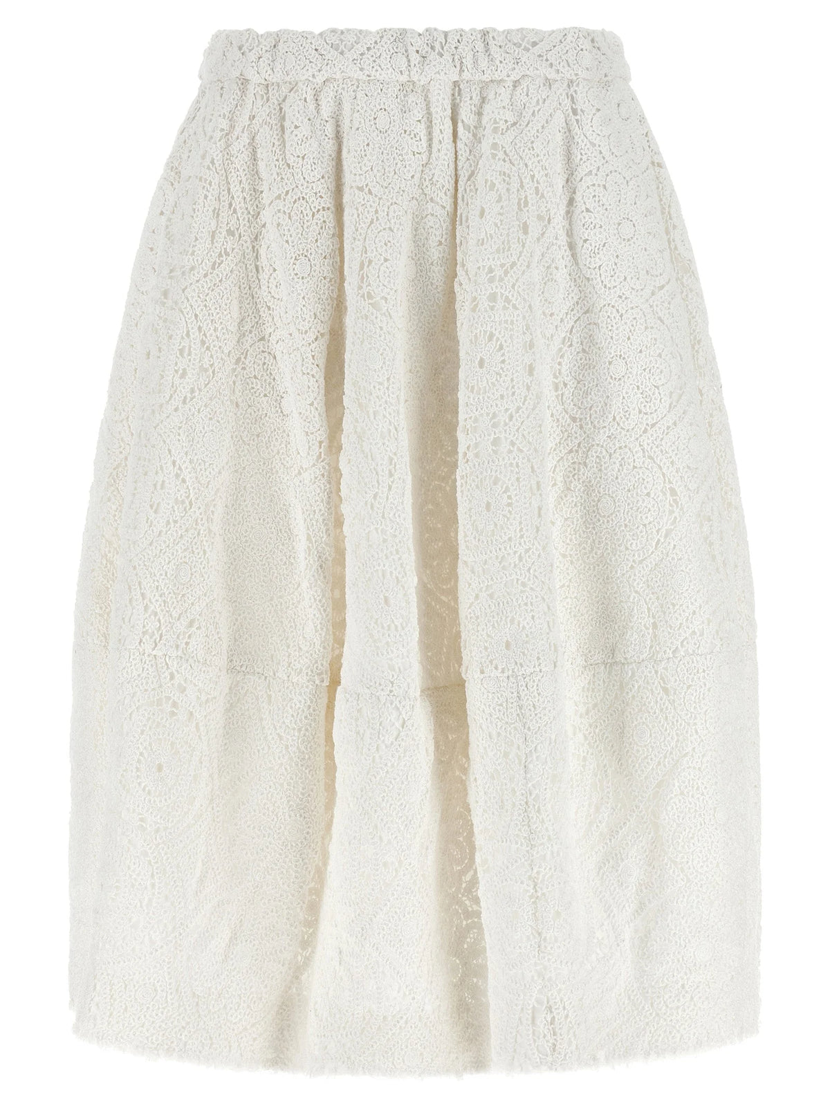Comme Des Garçons White Cotton Midi Skirt