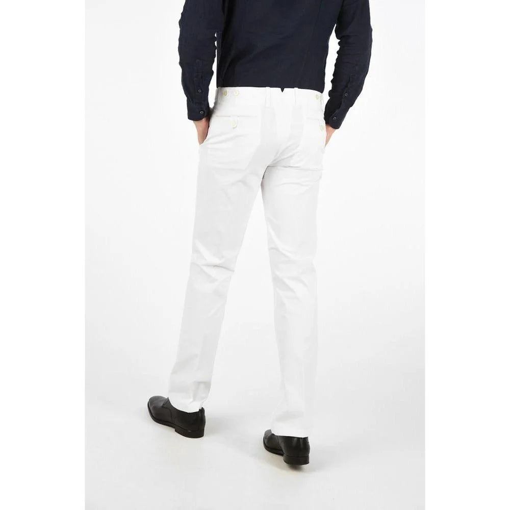 Corneliani White Cotton Chino Pants - IT44 | S