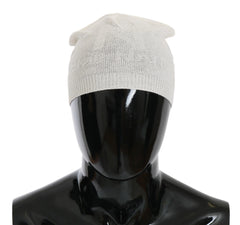 Costume National Beanie White Wool Blend Branded Hat - Beanies