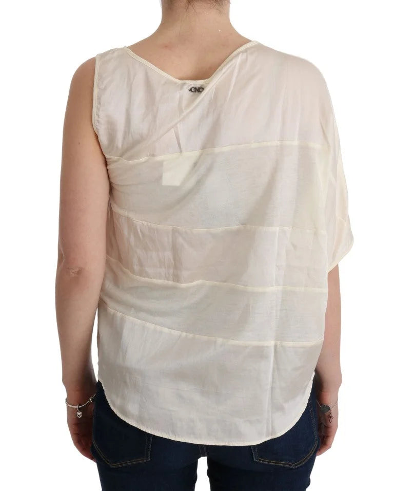Costume National Beige Asymmetric Top Blouse - XXS - Tank Tops