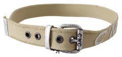 Costume National Beige Cotton Rustic Logo Buckle Belt - 85 cm / 34 Inches - Belts