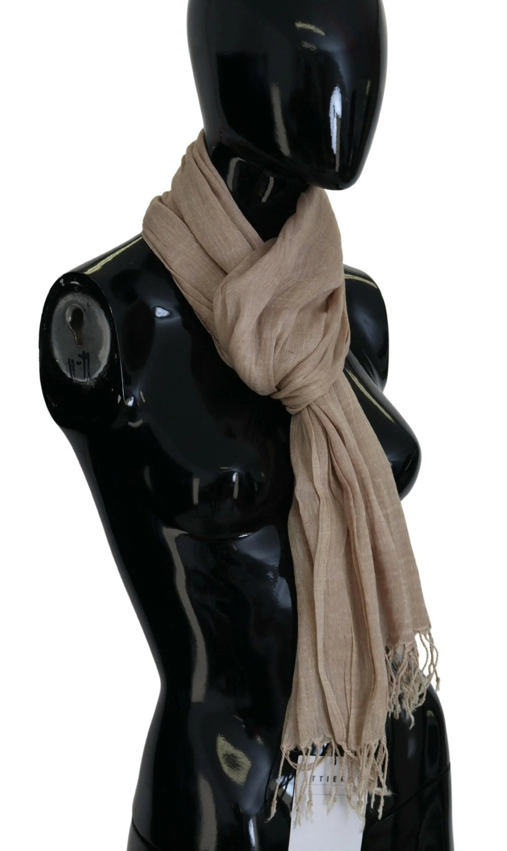 Costume National Beige Cotton Shawl Foulard Fringe Scarf - Scarves & Shawls