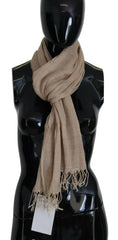 Costume National Beige Cotton Shawl Foulard Fringe Scarf - Scarves & Shawls