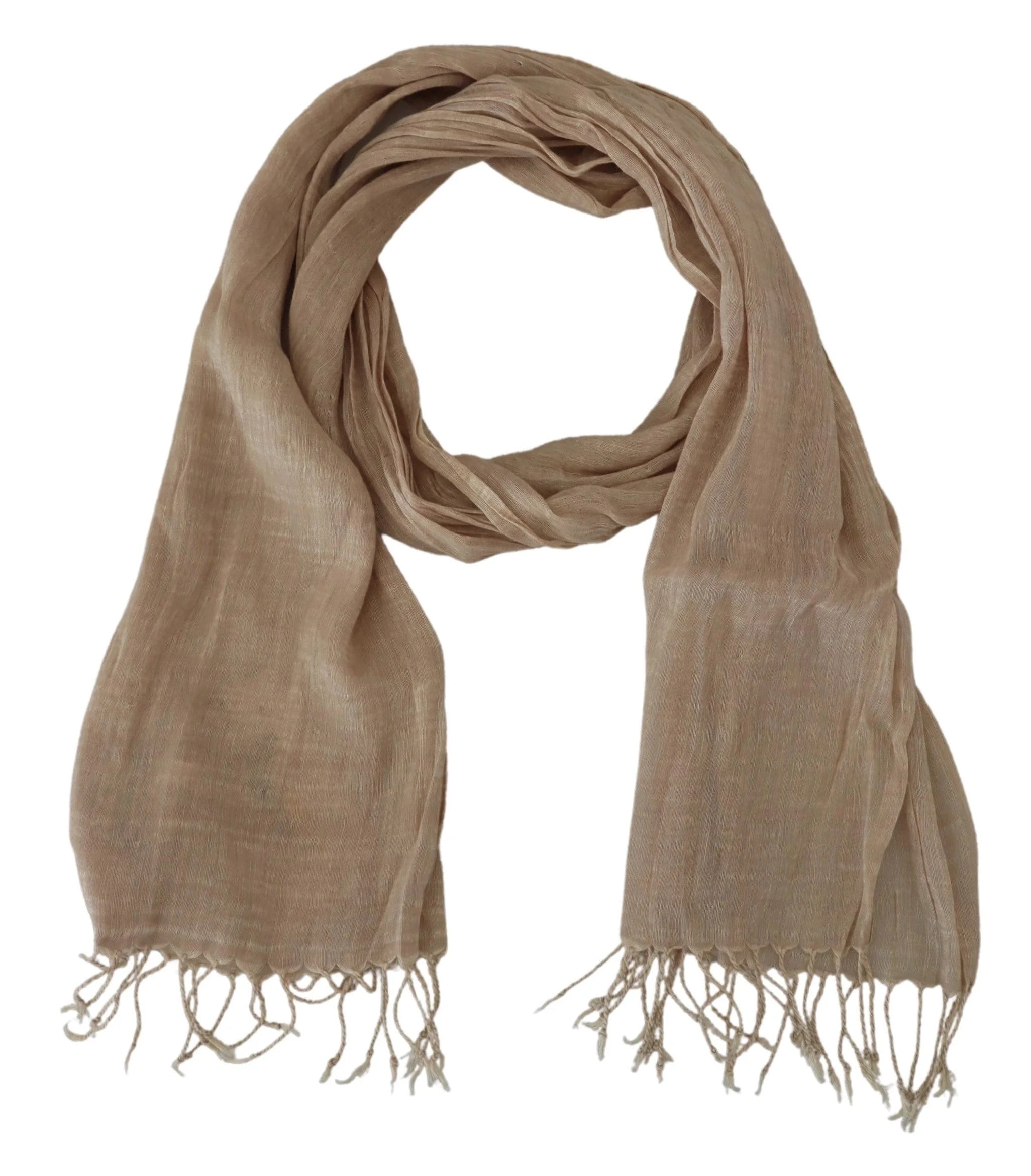 Costume National Beige Cotton Shawl Foulard Fringe Scarf - Scarves & Shawls