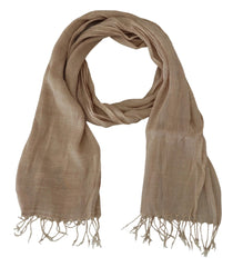 Costume National Beige Cotton Shawl Foulard Fringe Scarf - Scarves & Shawls