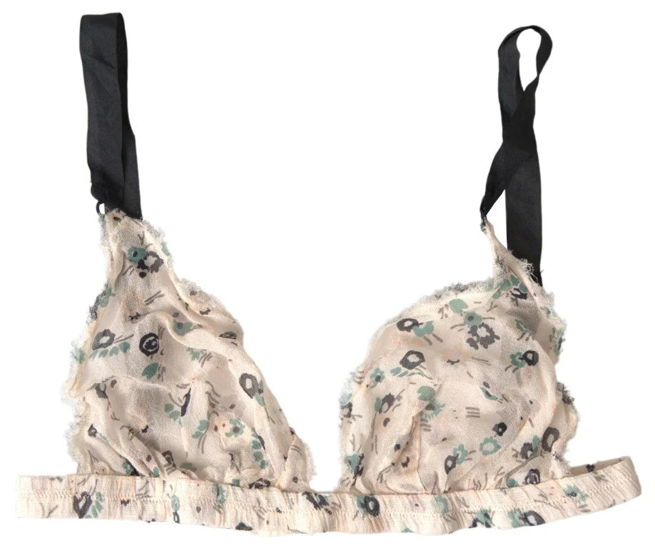 Costume National Beige Floral Underwear Bikini Bra - IT1 | XS - Bras