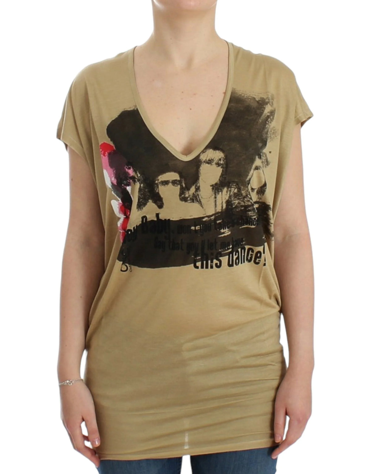 Costume National Beige motive print t-shirt - S - T-Shirts