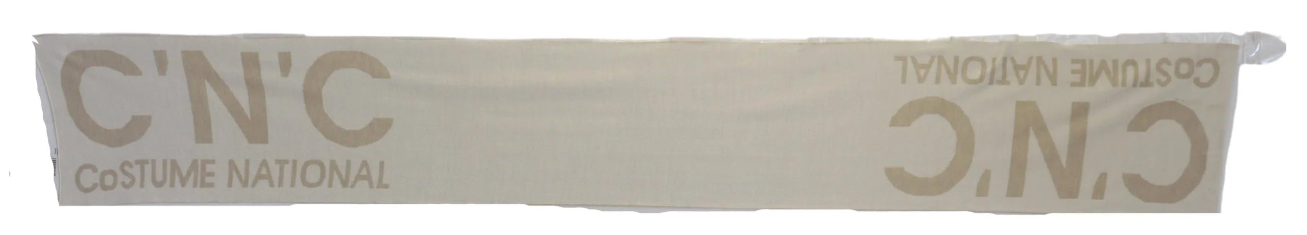 Costume National Beige White Logo Wrap Warmer Shawl Scarf - Scarves & Shawls