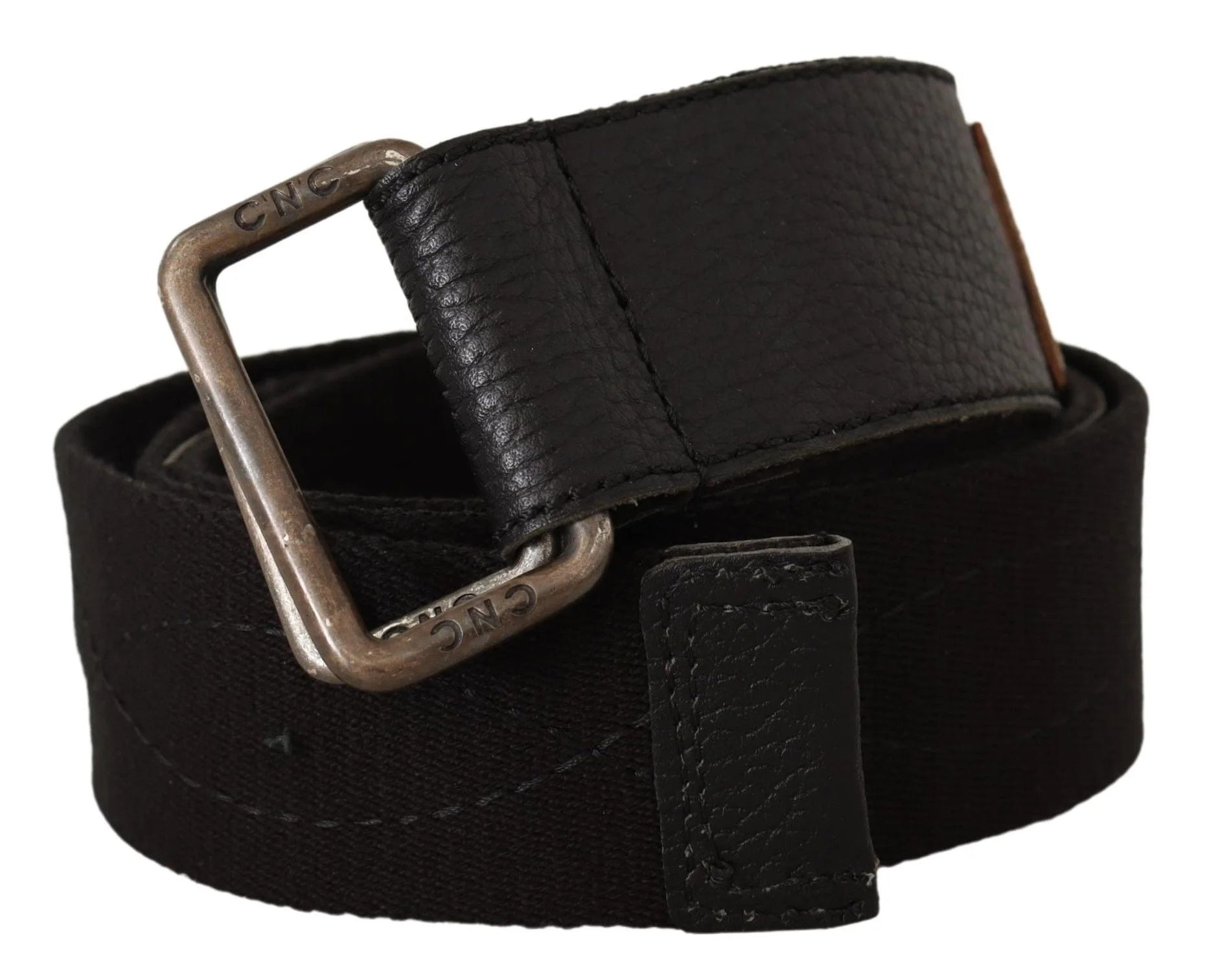 Costume National Black Cotton Ducati Metal Buckle Belt - 85 cm / 34 Inches - Belts