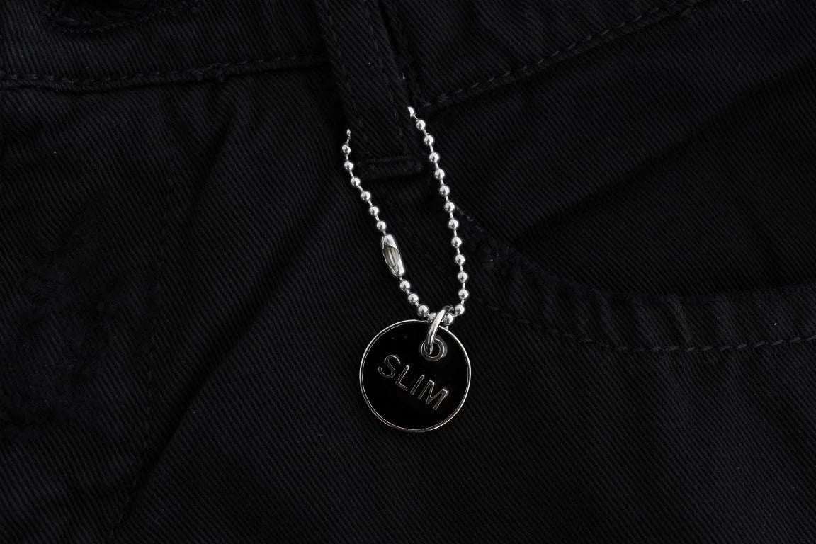 Costume National Black Cotton Slim Fit Bootcut Jeans - Jeans