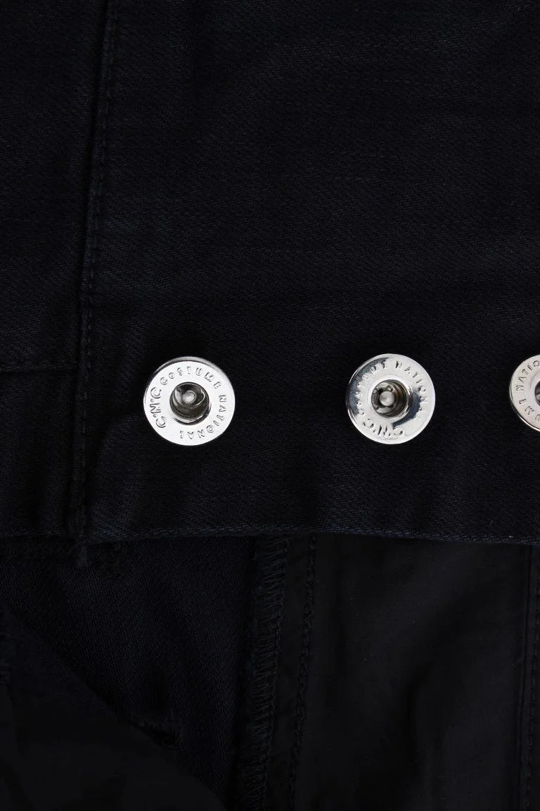 Costume National Black Cotton Slim Fit Cropped Jeans - Jeans