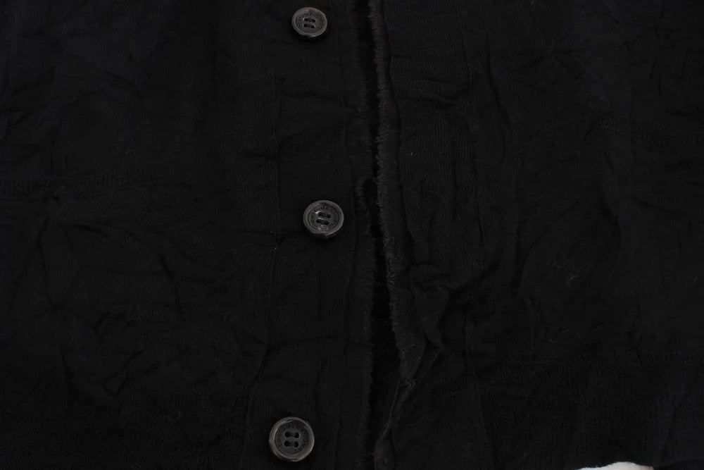 Costume National Black Fine Wool Button Cardigan - Cardigans