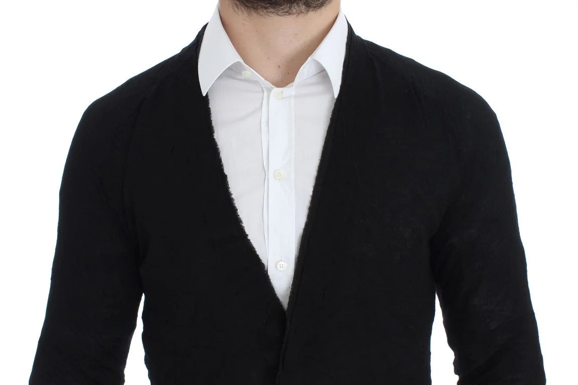 Costume National Black Fine Wool Button Cardigan - Cardigans
