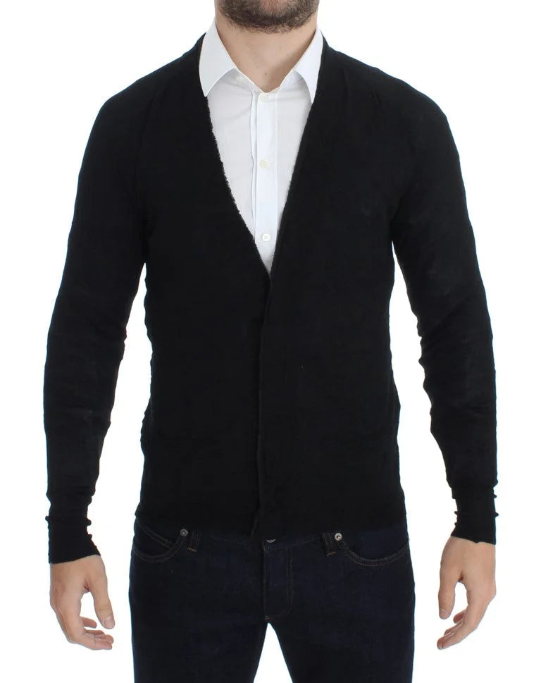 Costume National Black Fine Wool Button Cardigan - Cardigans