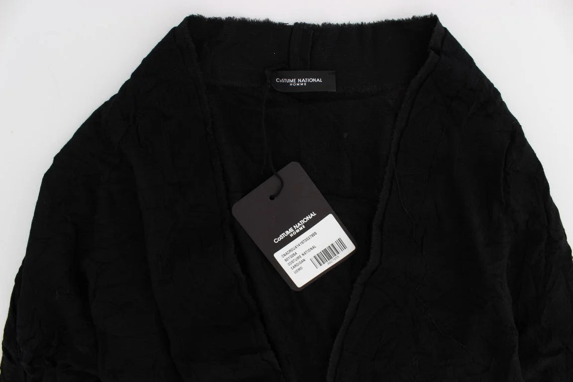 Costume National Black Fine Wool Button Cardigan - Cardigans