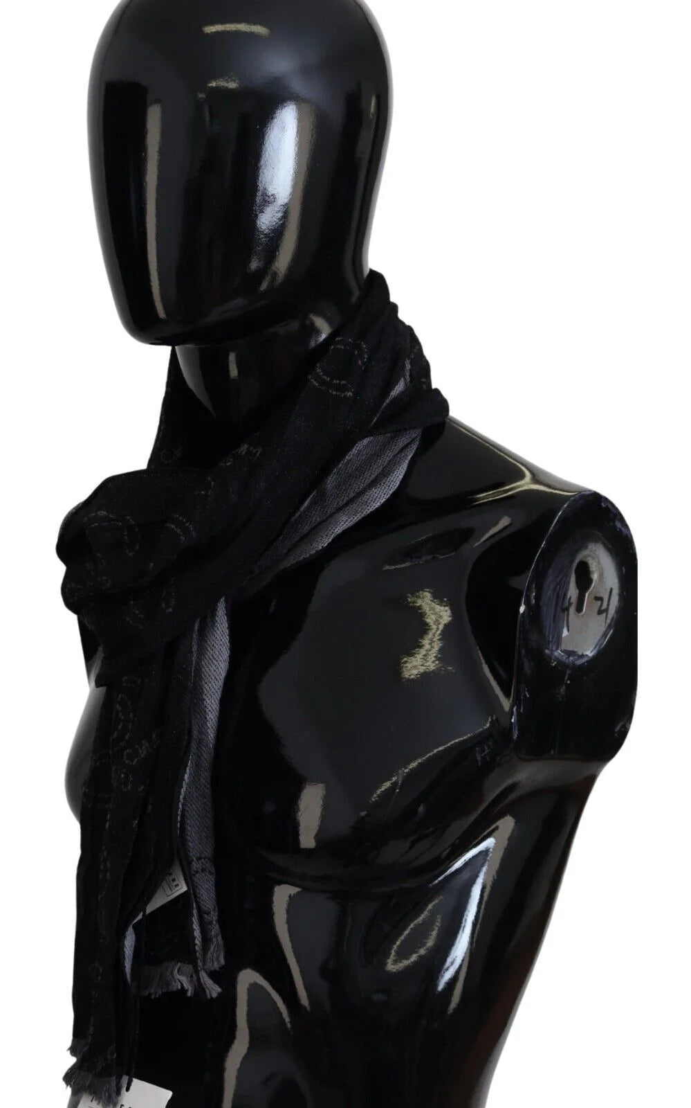 Costume National Black Grey Logo Print Men Neck Wrap Shawl Scarf - Scarves & Shawls