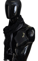 Costume National Black Grey Logo Print Men Neck Wrap Shawl Scarf - Scarves & Shawls