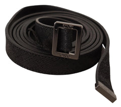 Costume National Black Leather Metal Buckle Waist Belt - 85 cm / 34 Inches - Belts