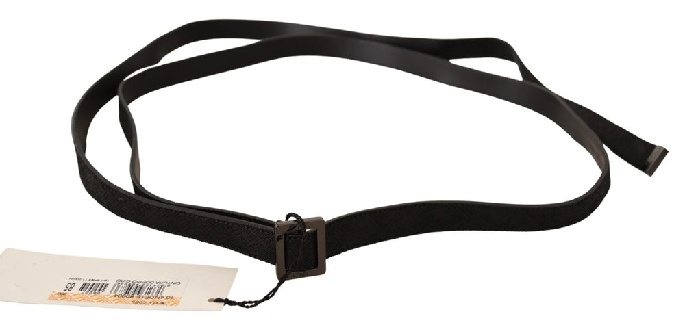 Costume National Black Leather Metal Buckle Waist Belt - 85 cm / 34 Inches - Belts