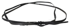 Costume National Black Leather Skinny Logo Buckle Belt - 100 cm / 40 Inches - Belts