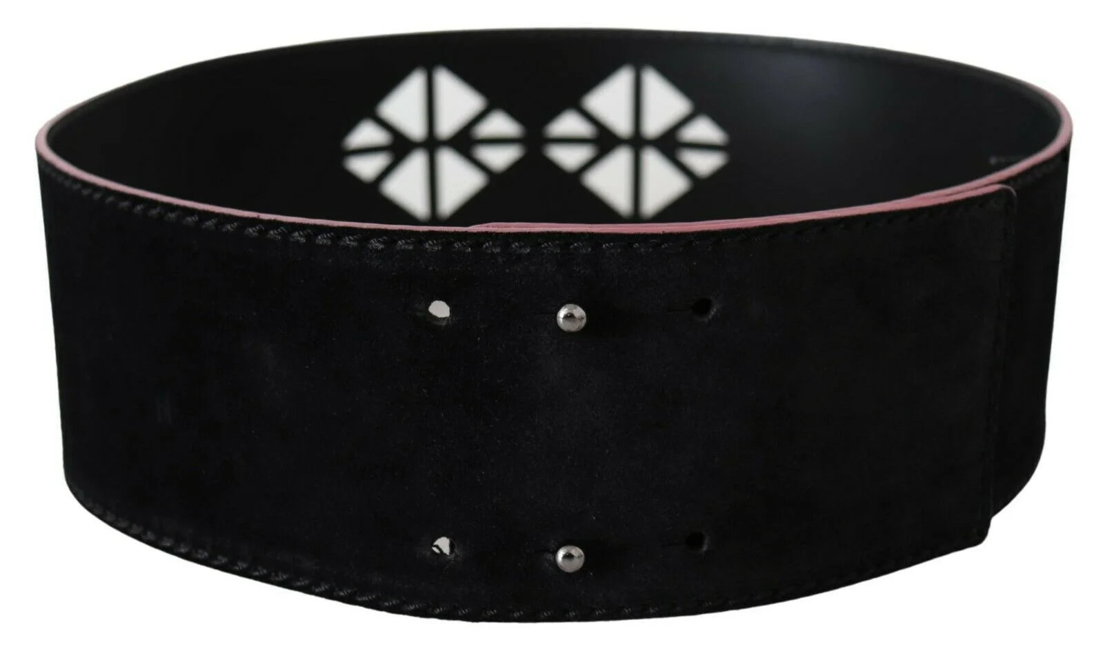 Costume National Black Leather Wide Waist Studded Women Belt - 85 cm / 34 Inches - Belts