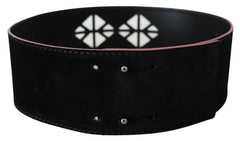 Costume National Black Leather Wide Waist Studded Women Belt - 85 cm / 34 Inches - Belts