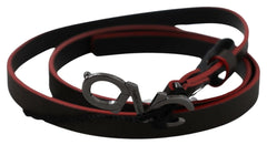 Costume National Black Maroon Skinny Leather Buckle Waist Belt - 85 cm / 34 Inches - Belts