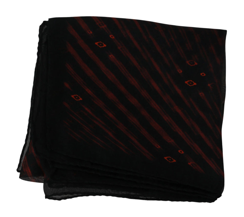 Costume National Black Orange 100% Silk Branded Scarf - Scarves & Shawls